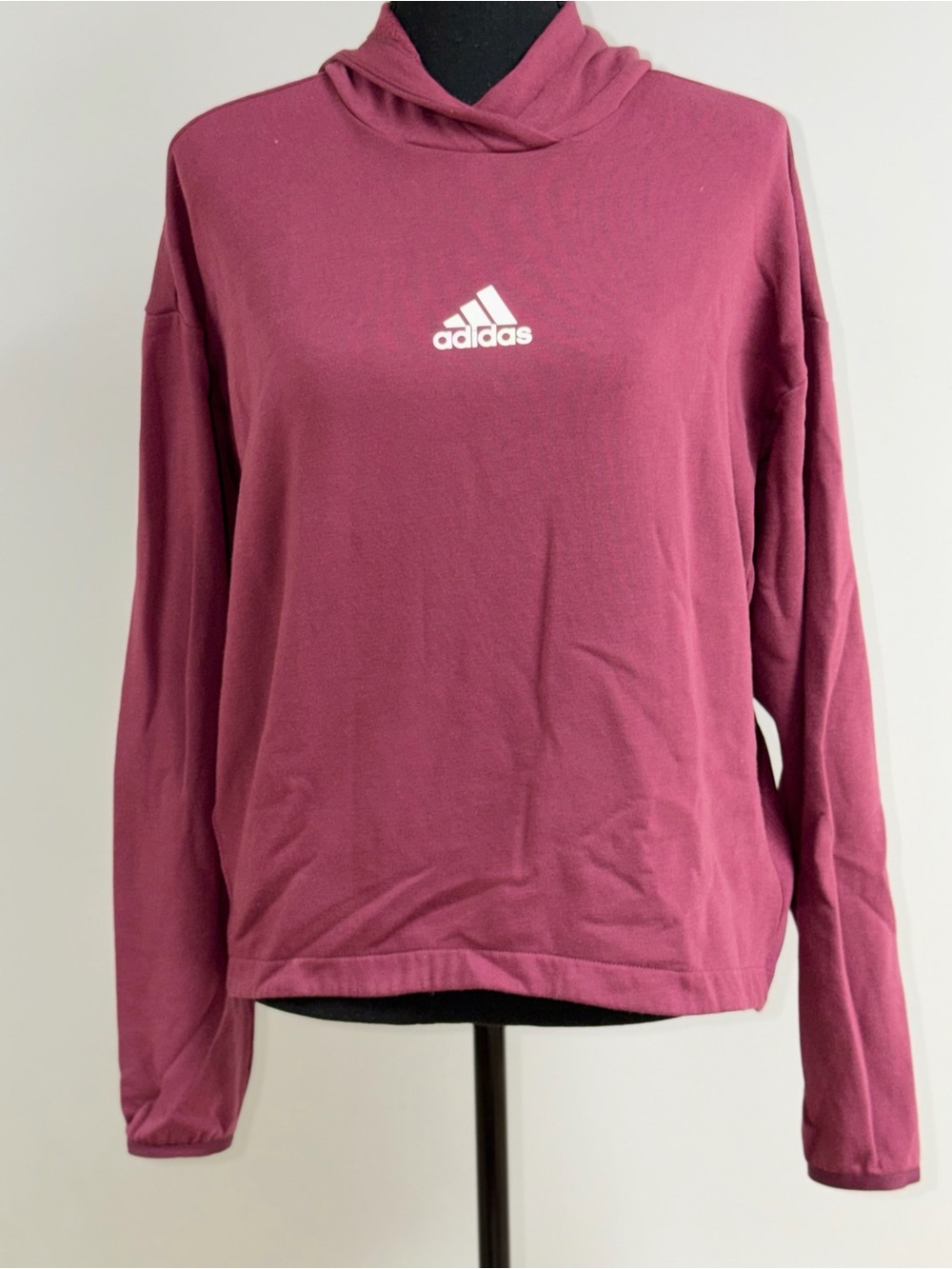 Adidas Sweater Womens Sweatshirt Maroon Long Sleeve With Hoodie Size S